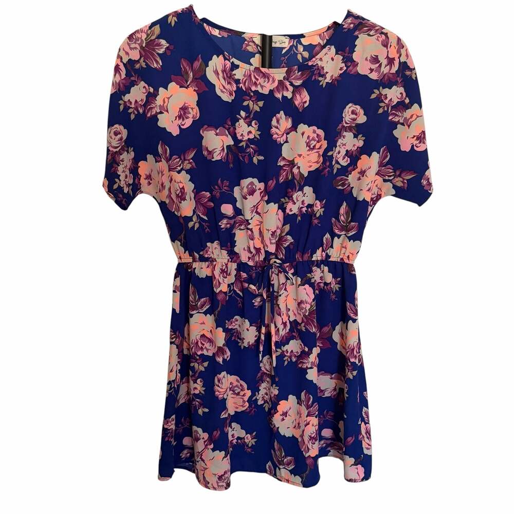 The Vintage Shop Blue Floral Short Sleeve Elastic Waist blouse